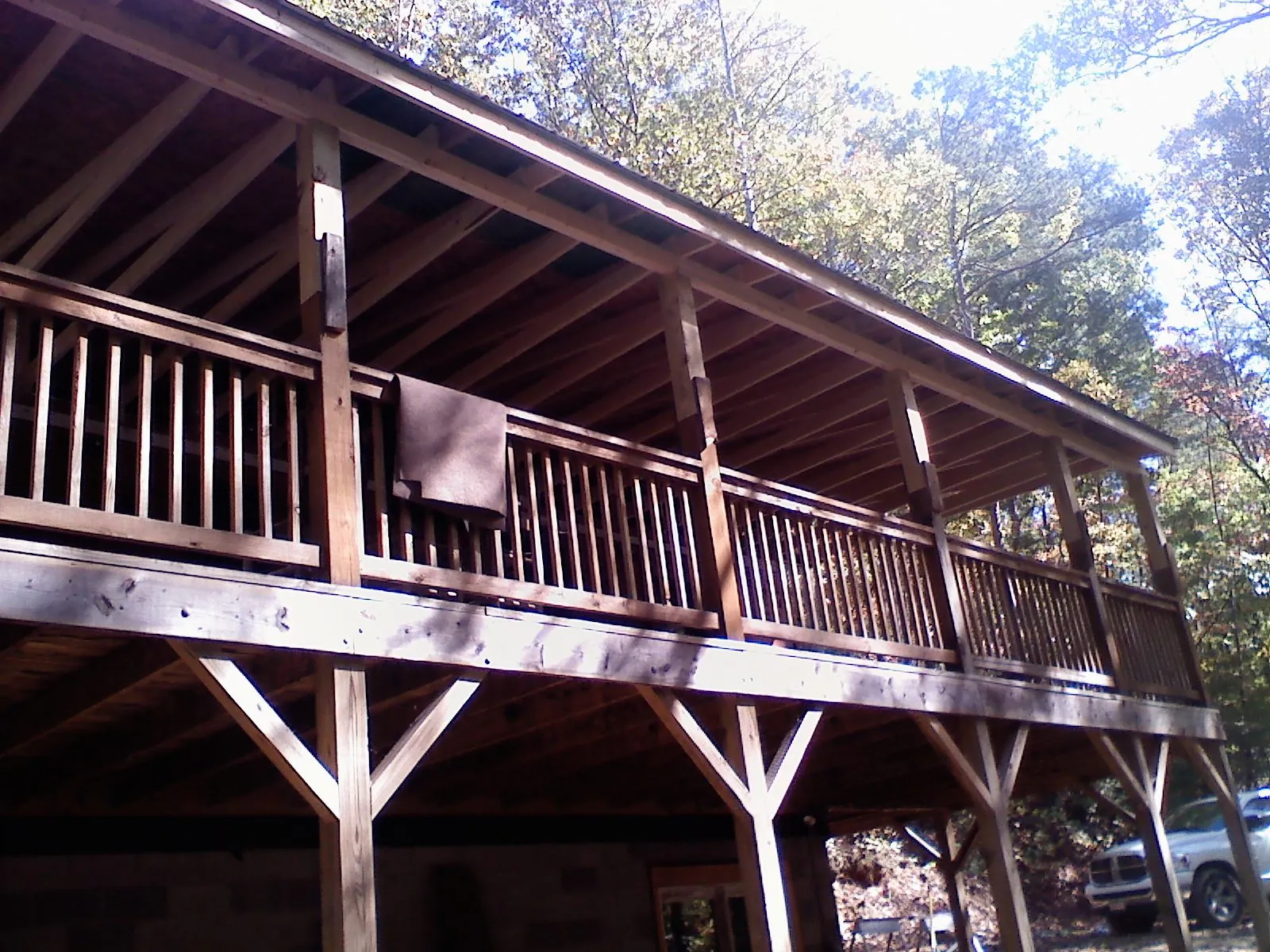 Timber framing under a new elevated porch and deck in Occoquan